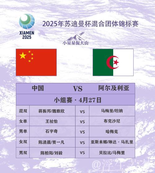 中国香港对阵阿尔及利亚:苏迪曼杯小组赛争锋 中国香港对阵阿尔及利亚:苏迪曼杯小组赛争锋